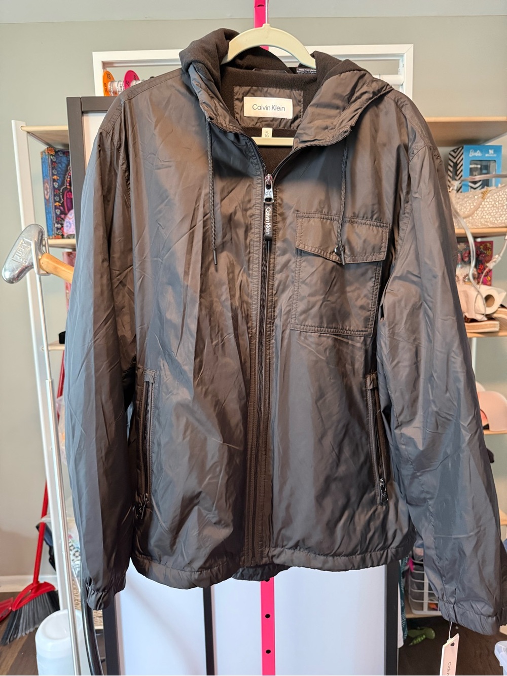 Calvin Klein Men’s Lightweight Hooded Jacket Black NWT Size XL